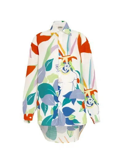 Amir Slama Leaf Graphic Shirt In White