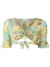 Amir Slama Leaf-print Tie-fastening Top In Multicolour