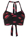 Amir Slama Cropped-top Mit Lippen-print In Black
