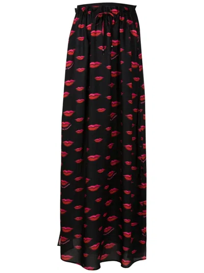 Amir Slama Maxirock Mit Lippen-print In Black