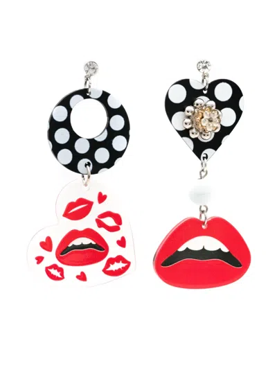 Amir Slama Lips-motif Drop Earrings In Black