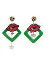Amir Slama Lips-motif Drop Earrings In Green