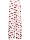 Amir Slama Gerade Hose Mit Lippenmotiv In White