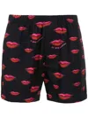 Amir Slama Lips-pattern Cotton Shorts In 黑色