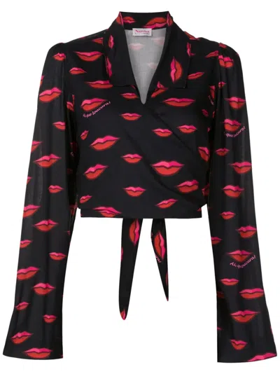 Amir Slama Hemd Mit Lippen-print In Black
