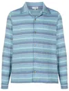 Amir Slama Logo-engraved Button Striped Jacquard Shirt In Blue