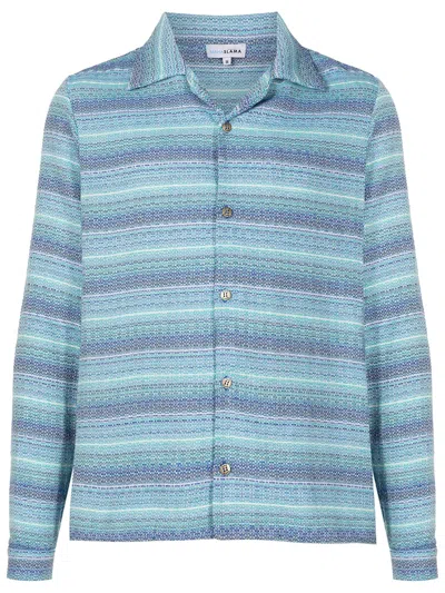 Amir Slama Logo-engraved Button Striped Jacquard Shirt In Blue