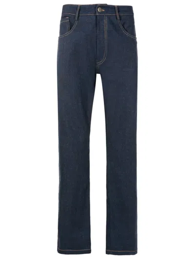 Amir Slama Logo-patch High-rise Straight-leg Jeans In Blue