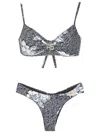 Amir Slama Logo-plaque Floral-print Bikini In Black