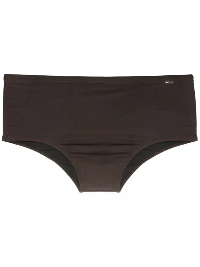 Amir Slama Badehose Mit Logo-schild In Brown