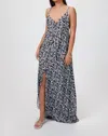 AMIR SLAMA LONG FLORAL DRESS IN FLORAL BLUE COMBO