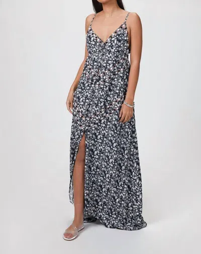 Amir Slama Long Floral Dress In Floral Blue Combo In Gray