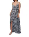 Amir Slama Long Floral Dress In Floral Blue Combo In Gray