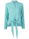 Amir Slama Long-sleeved Tie-front Shirt In Blue