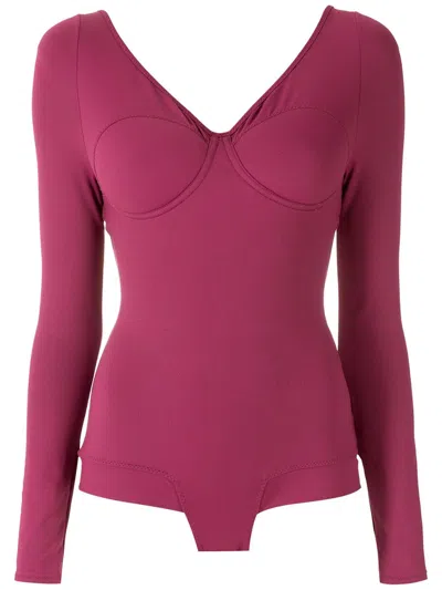 Amir Slama Long Sleeves Bodysuit In Purple