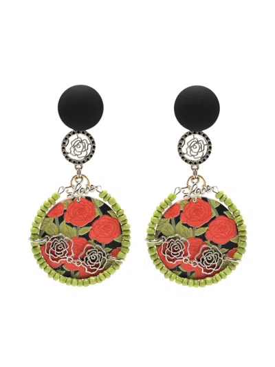 Amir Slama Love Ohrring Mit Blumen-print In Green