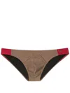 Amir Slama Low-rise Two-tone Swim Briefs In Brown