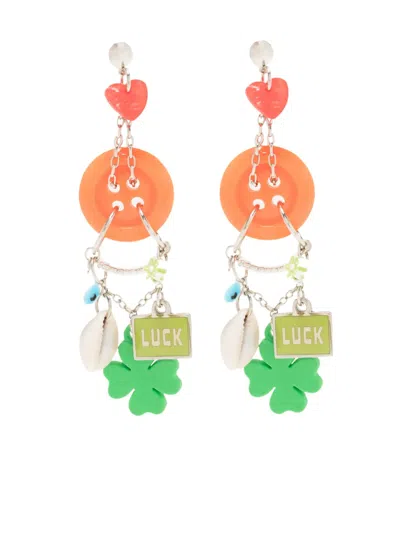 Amir Slama Luck Clover-charm Earring In Multicolour