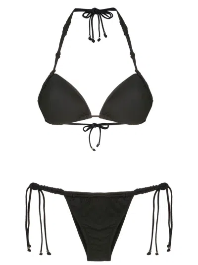 Amir Slama Macramé Detailing Bikini Bottoms In Black