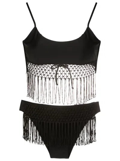 Amir Slama Bikini Mit Makramee-detail In Black