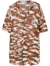 Amir Slama Mélange Crochet-knit Shirt In Brown
