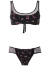 Amir Slama Mesh Panels Printed Bikini Set In Black