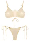 Amir Slama Metallic-effect Tie-fastened Bikini In Gold