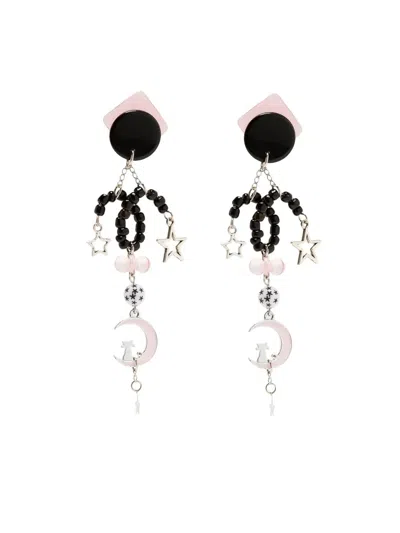 Amir Slama Moon Pendant Earrings In Black