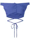 Amir Slama Off-shoulder Cropped Blouse In Blue