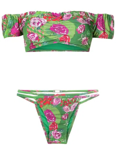 Amir Slama Schulterfreier Bikini In Green