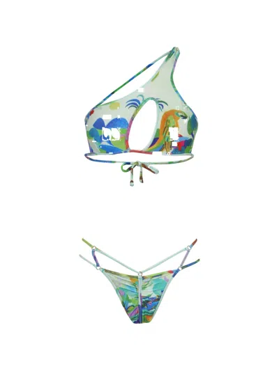 Amir Slama One-shoulder Cutout Bikini In Multi