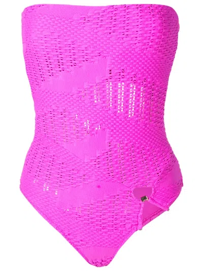 Amir Slama Open-knit Bandeau One-piece In Pink