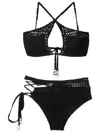Amir Slama Open-knit Cut-out Bikini Set In 黑色