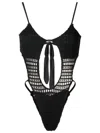 Amir Slama Open-knit Cut-out One-piece In Black