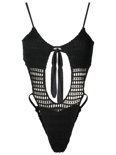 Amir Slama Open-knit Cut-out One-piece In Black
