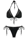 Amir Slama Open-knit Triangle Bikini Set In Black