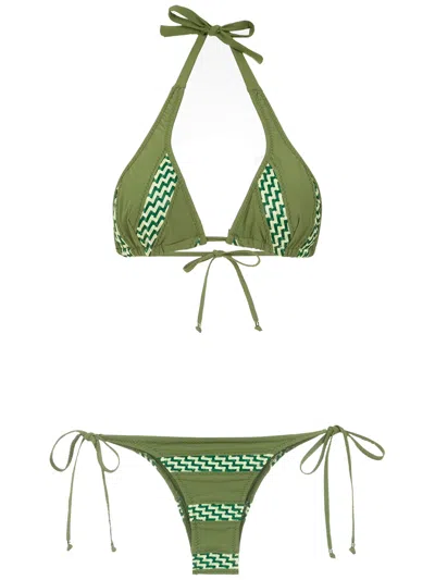 Amir Slama Panelled Bikini Set In Green