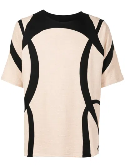 Amir Slama Panelled Two-tone Cotton T-shirt In Brown