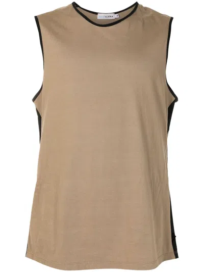 Amir Slama Panelled Cotton Tank Top In Brown