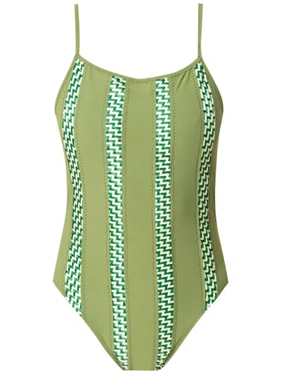 Amir Slama Panelled Swimsuit In Green