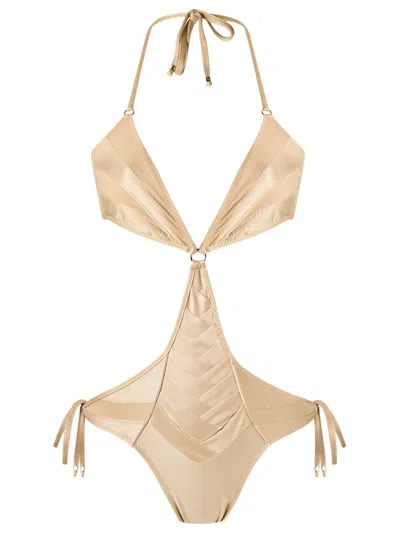 Amir Slama Panelled Swimsuit In Neutrals
