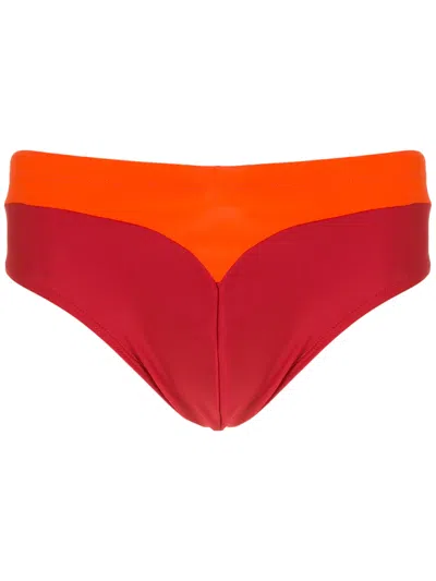 Amir Slama Panelled Two Tone Swimming Trunks In Orange