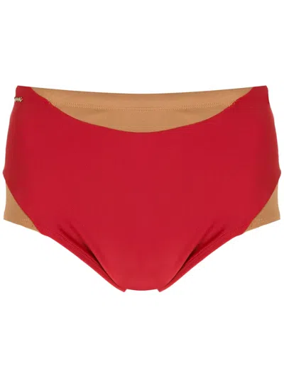 Amir Slama Panelled Two-tone Swimming Trunks In Orange