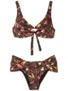 Amir Slama Papagaio Print Bikini Set In Black
