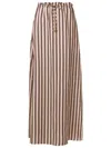 Amir Slama Paper-bag Stripe Pattern Linen Skirt In Brown