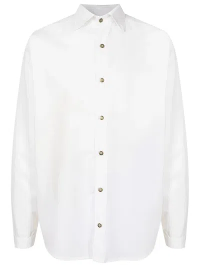 Amir Slama Pattern-jacquard Linen Blend Shirt In White