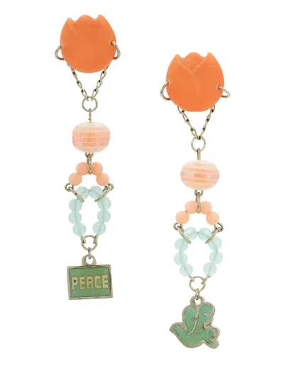 Amir Slama Peace Earrings In Orange