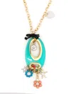 Amir Slama Pendant Chain Necklace In Green