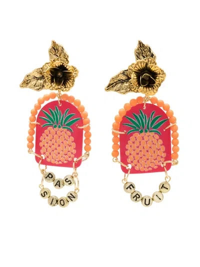 Amir Slama Pineapple-motif Drop Earrings In Multicolour