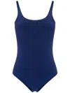 Amir Slama Plain Plunging Back One-piece In Blue
